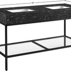 Meridian Furniture Marmo 60" Engineered Stone Top, Steel And Glass Base Vanity - Black