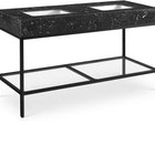 Meridian Furniture Marmo 60" Engineered Stone Top, Steel And Glass Base Vanity - Black