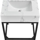 Meridian Furniture Marmo 24" Engineered Stone Top, Steel And Glass Base Vanity - Black