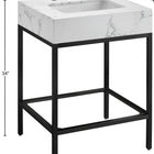 Meridian Furniture Marmo 24" Engineered Stone Top, Steel And Glass Base Vanity - Black