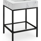 Meridian Furniture Marmo 24" Engineered Stone Top, Steel And Glass Base Vanity - Black