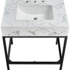 Meridian Furniture Marmo 30" Engineered Stone Top, Steel And Glass Base Vanity - Black