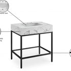 Meridian Furniture Marmo 30" Engineered Stone Top, Steel And Glass Base Vanity - Black
