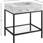 Meridian Furniture Marmo 30" Engineered Stone Top, Steel And Glass Base Vanity - Black