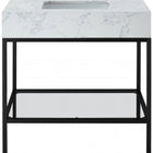 Meridian Furniture Marmo 36" Engineered Stone Top, Steel And Glass Base Vanity - Black