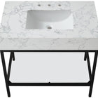 Meridian Furniture Marmo 36" Engineered Stone Top, Steel And Glass Base Vanity - Black