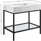 Meridian Furniture Marmo 36" Engineered Stone Top, Steel And Glass Base Vanity - Black