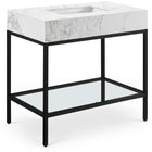Meridian Furniture Marmo 36" Engineered Stone Top, Steel And Glass Base Vanity - Black