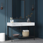 Meridian Furniture Marmo 48" Engineered Stone Top, Steel And Glass Base Vanity - Black