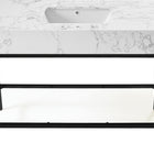 Meridian Furniture Marmo 48" Engineered Stone Top, Steel And Glass Base Vanity - Black