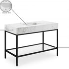 Meridian Furniture Marmo 48" Engineered Stone Top, Steel And Glass Base Vanity - Black