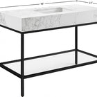 Meridian Furniture Marmo 48" Engineered Stone Top, Steel And Glass Base Vanity - Black