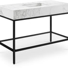 Meridian Furniture Marmo 48" Engineered Stone Top, Steel And Glass Base Vanity - Black