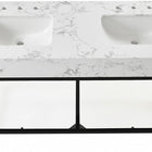 Meridian Furniture Marmo 60" Engineered Stone Top, Steel And Glass Base Vanity - Black