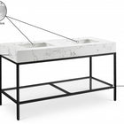 Meridian Furniture Marmo 60" Engineered Stone Top, Steel And Glass Base Vanity - Black