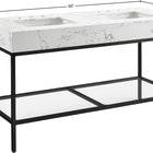Meridian Furniture Marmo 60" Engineered Stone Top, Steel And Glass Base Vanity - Black