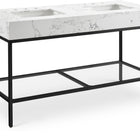 Meridian Furniture Marmo 60" Engineered Stone Top, Steel And Glass Base Vanity - Black