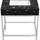 Meridian Furniture Marmo 30" Engineered Stone Top, Steel And Glass Base Vanity - Chrome