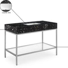 Meridian Furniture Marmo 48" Engineered Stone Top, Steel And Glass Base Vanity - Chrome