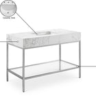 Meridian Furniture Marmo 48" Engineered Stone Top, Steel And Glass Base Vanity - Chrome