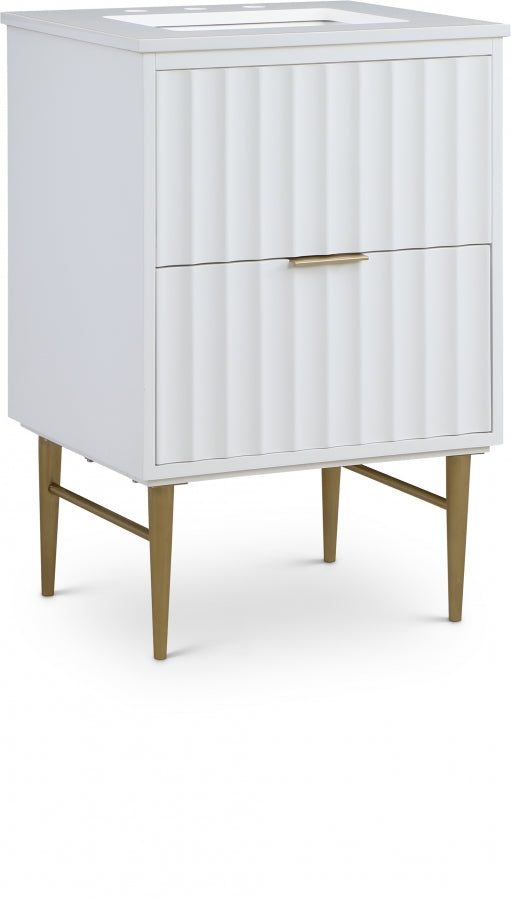 Meridian Furniture Modernist 24" Engineered Stone Top And Solid Wood Base Bathroom Vanity