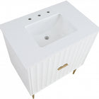 Meridian Furniture Modernist 30" Engineered Stone Top And Solid Wood Base Bathroom Vanity - Gold