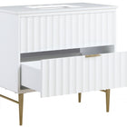 Meridian Furniture Modernist 36" Engineered Stone Top And Solid Wood Base Bathroom Vanity - Gold