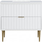 Meridian Furniture Modernist 36" Engineered Stone Top And Solid Wood Base Bathroom Vanity - Gold
