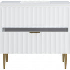 Meridian Furniture Modernist 36" Engineered Stone Top And Solid Wood Base Bathroom Vanity - Gold