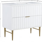Meridian Furniture Modernist 36" Engineered Stone Top And Solid Wood Base Bathroom Vanity - Gold