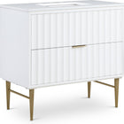 Meridian Furniture Modernist 36" Engineered Stone Top And Solid Wood Base Bathroom Vanity - Gold