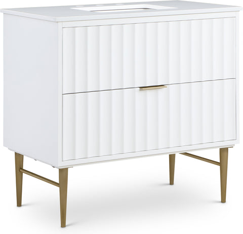 Meridian Furniture Modernist 36" Engineered Stone Top And Solid Wood Base Bathroom Vanity - Gold