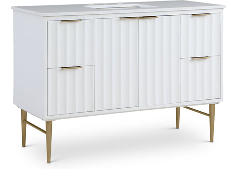 Meridian Furniture Modernist 48" Engineered Stone Top And Solid Wood Base Bathroom Vanity - Gold