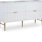 Meridian Furniture Modernist 60" Engineered Stone Top And Solid Wood Base Bathroom Vanity - Gold