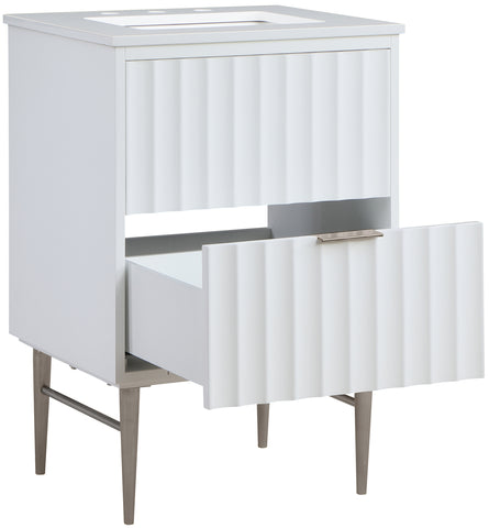 Meridian Furniture Modernist 24" Engineered Stone Top And Solid Wood Base Bathroom Vanity - Chrome
