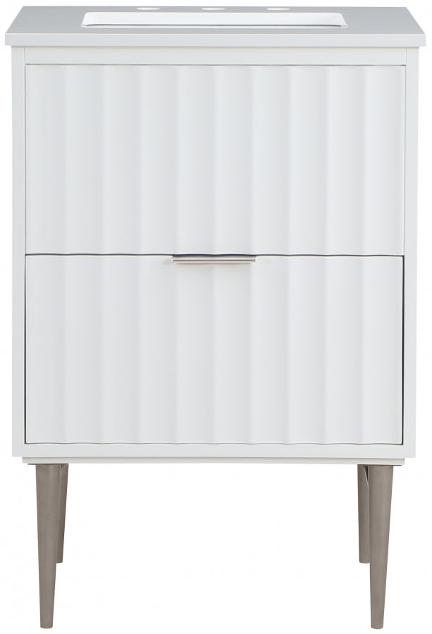 Meridian Furniture Modernist 24" Engineered Stone Top And Solid Wood Base Bathroom Vanity - Chrome