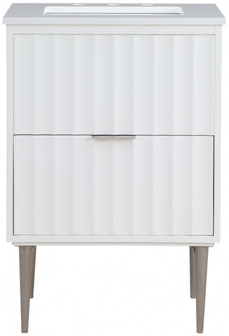 Meridian Furniture Modernist 24" Engineered Stone Top And Solid Wood Base Bathroom Vanity - Chrome