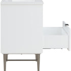 Meridian Furniture Modernist 30" Engineered Stone Top And Solid Wood Base Bathroom Vanity - Chrome