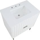 Meridian Furniture Modernist 30" Engineered Stone Top And Solid Wood Base Bathroom Vanity - Chrome
