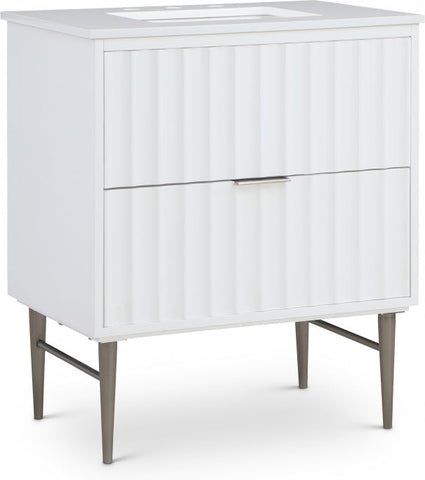 Meridian Furniture Modernist 30" Engineered Stone Top And Solid Wood Base Bathroom Vanity - Chrome