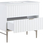 Meridian Furniture Modernist 36" Engineered Stone Top And Solid Wood Base Bathroom Vanity - Chrome