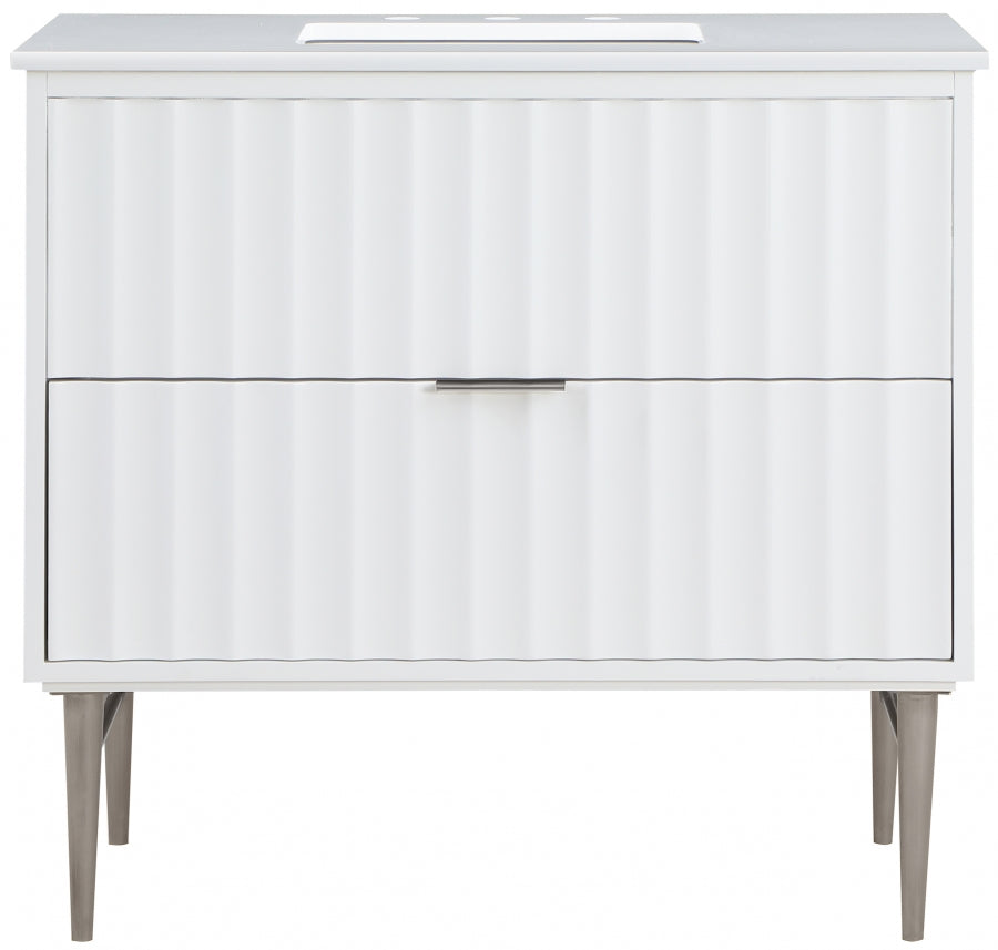 Meridian Furniture Modernist 36" Engineered Stone Top And Solid Wood Base Bathroom Vanity - Chrome