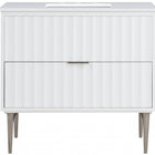Meridian Furniture Modernist 36" Engineered Stone Top And Solid Wood Base Bathroom Vanity - Chrome