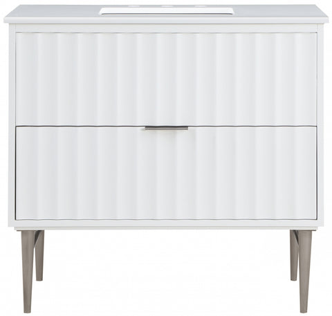 Meridian Furniture Modernist 36" Engineered Stone Top And Solid Wood Base Bathroom Vanity - Chrome
