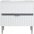 Meridian Furniture Modernist 36" Engineered Stone Top And Solid Wood Base Bathroom Vanity - Chrome