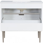 Meridian Furniture Modernist 36" Engineered Stone Top And Solid Wood Base Bathroom Vanity - Chrome