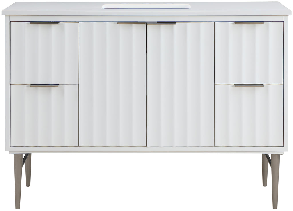Meridian Furniture Modernist 48" Engineered Stone Top And Solid Wood Base Bathroom Vanity - Chrome