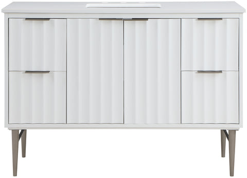 Meridian Furniture Modernist 48" Engineered Stone Top And Solid Wood Base Bathroom Vanity - Chrome