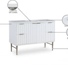 Meridian Furniture Modernist 48" Engineered Stone Top And Solid Wood Base Bathroom Vanity - Chrome