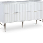 Meridian Furniture Modernist 60" Engineered Stone Top And Solid Wood Base Bathroom Vanity - Chrome